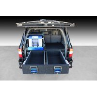 Double drawers for Toyota Landcruiser LC100 (Models w/ Rear Aircon) (1998-2007) LC100 Complete Dual Drawer Kit (E1030-LC100-COM) by MSA 4x4